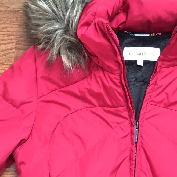 Red Calvin Klein Down Coat - Picture 4 of 16